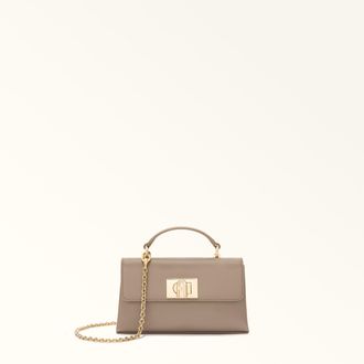 Furla 1927 Mini Bag M Stucco Gray Grey Textured Leather Woman