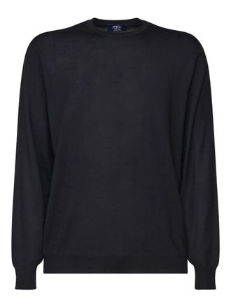 Fedeli Trui met ronde hals en geribbelde manchetten - Zwart