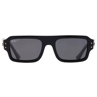 Ray-Ban Lukas Bio-Based Polarized Black Rectangular Unisex Sunglasses RB4454 667748 53