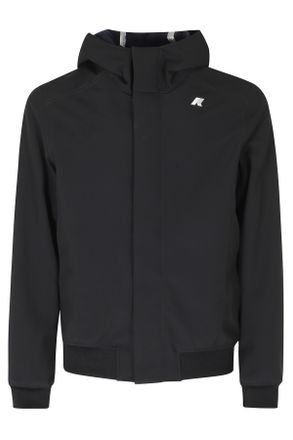 K-Way Black High-Collar Bonded Jacket With Concealed Zip And Elasticized Details