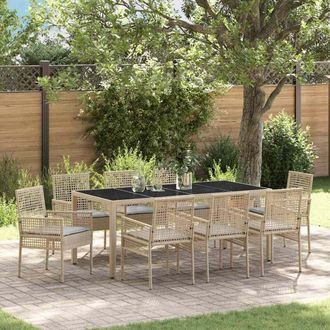 vidaXL Conjunto De Comedor De Jard&iacute;n 9 Pcs Beige Polirat&aacute;n Vidaxl