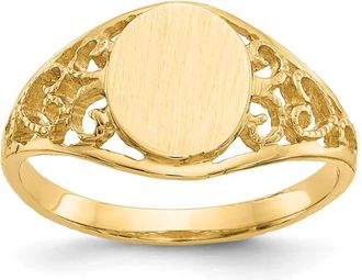 Diamond2Deal 14k Yellow Gold Satin Open Back Filigree Signet Ring