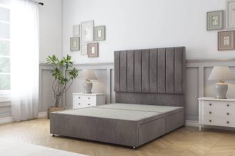 Sloomy Kansas Naples Divan Bed 2 Drawers With 54 Floor Standing Headboard in Grey | Size: Small Single