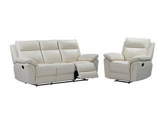 Vente-Unique Sof&aacute; de 3+1 plazas relax de piel de b&uacute;falo PAKITA - Marfil