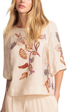 Johnny Was Mixed Media Dolman Blouse