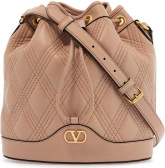 Valentino Garavani Vlogo Plaque Drawstring Quilted Shoulder Bag