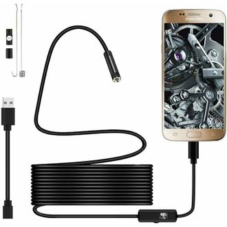 OEM C&aacute;mara De Inspecci&oacute;n Endosc&oacute;pica Usb 720p, Sonda Impermeable Ip67 De 5,5 Mm, Cable Semirr&iacute;gido De 1,5 M Con 6 Led, Compatible Con Tel&eacute;fonos Android Ot
