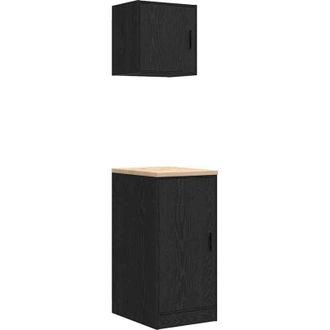 vidaXL Garage Cabinets 2 pcs Black Engineered Wood vidaXL