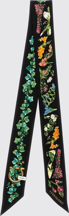 Ferragamo Bandeau in seta rettangolare con stampa floreale e logo Gancini