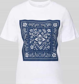 Rich & Royal T-Shirt mit Motiv-Print und Ziersteinbesatz in Weiss, Gr&ouml;&szlig;e XL