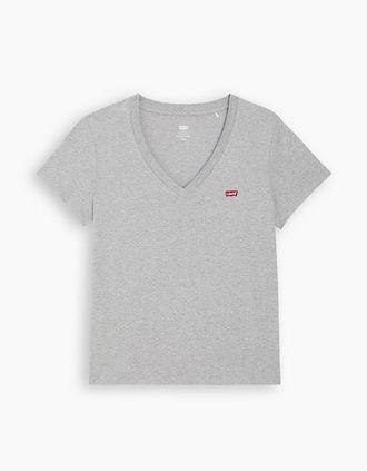 Levi's Womens V-Neck Short Sleeve T-Shirt - Grey - Size: 10