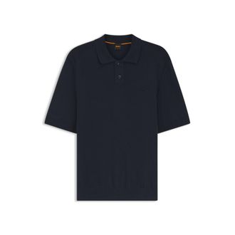 BOSS Cotton-blend polo sweater with embroidered logo