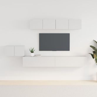 vidaXL Vidaxl - Set De Muebles Para Tv 5 Piezas Madera Contrachapada Blanco