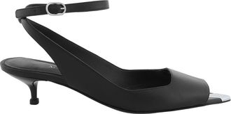 Alexander McQueen Black Leather Punk Ankle Strap Sandals, Brand Size 40 ( US Size 10 )