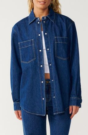 Rip Curl Cruisin Cotton Long Sleeve Shirt in Mid Blue at Nordstrom, Size Xx-Large