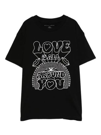 Stella McCartney rainbow-graphic T-shirt - kids - Cotton - 12 - Black