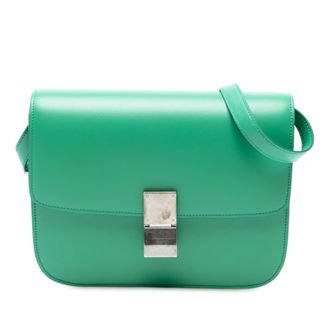 Celine Pre-owned Womens Medium Calfskin Classic Box - Dark Green Leather - One Size