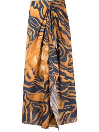 Alberta Ferretti Gonna plissettata con stampa - Giallo