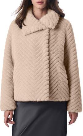 Bernardo Chevron Quilted Faux Fur Jacket in Beige at Nordstrom Rack, Size X-Small
