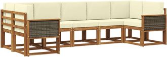vidaXL Conjunto De Sof&aacute;s De Exterior 7 Uds. Natural Y Crema Vidaxl