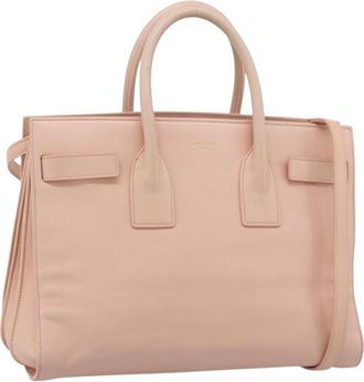 Saint Laurent Sac De Jour Leather Pink Leather Handbag (Pre-Owned)