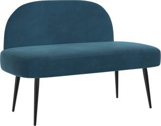 vidaXL Banco Tapizado Con Respaldo Azul 110 X 60 X 76 Cm Terciopelo Vidaxl