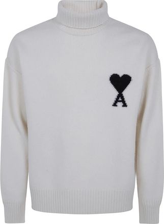 Ami Quota Ami De Coeur Funnel Neck Trui - Heren - Truien - Wit - Maat: L Wol