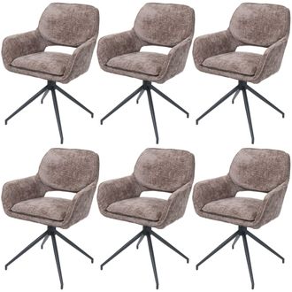 Hhg Nunca Usado] Juego De 6 Sillas De Comedor Hhg 643, Silla De Cocina, Giratoria Con Retorno Autom&aacute;tico, Tejido De Chenilla (490 G/m&sup2;) Oeko-tex, Marr&oacute;n