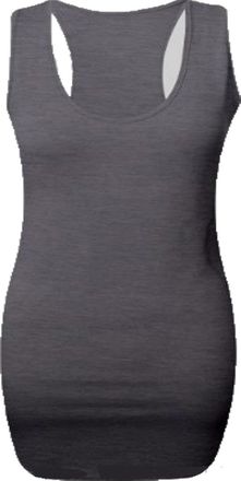 Generic Ladies Womens Long Racer Back Body-con Muscle Vest Gym Top UK Sizes 8-18 (Charcoal, S/M 8-10)