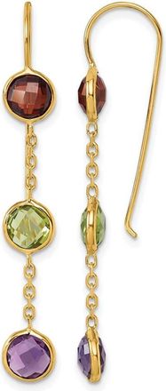 Diamond2Deal 14K Yellow Gold Garnet Peridot and Amethyst Shephard Dangle Earrings