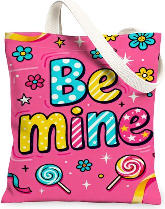 Generic ValentineS Floral Canvas Tote Bags, Cute Flower Design Reusable Grocery Bags, Lightweight Washable Shoulder Strap Canvas F, Peach, 13x15 Inch