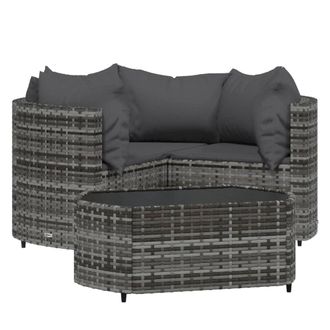 vidaXL Vidaxl - Set De Muebles De Jard&iacute;n 4 Pzas Y Cojines Rat&aacute;n Sint&eacute;tico Gris