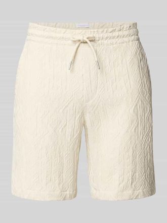 Lindbergh Lindbergh Shorts aus Viskose-Mix mit Strukturmuster und elastischem Bund in Weiss, Gr&ouml;&szlig;e XXXL