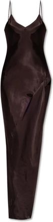 VETEMENTS Lange satijnen jurk met een split - Dames - Maxi kleedjes - Bruin - S - Satijn - Kleedjes