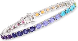 Ross-Simons 10.50 ct. t. w. Multi-Stone and Fire Opal Tennis Bracelet in Sterling Silver