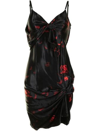 Alexander Wang Draped Satin Floral Print Mini Dress Size S