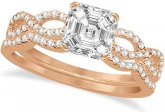 Allurez Infinity Asscher-Cut Lab Grown Diamond Bridal Ring Set 14k Rose Gold (0.88ct)