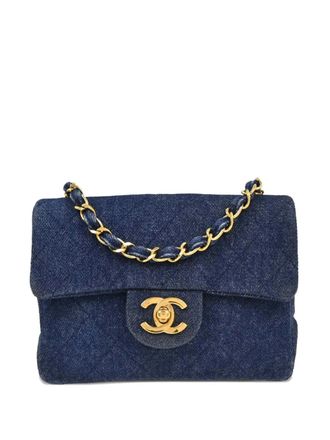 Chanel 1990s mini denim chain shoulder bag - Blue