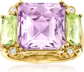 Ross-Simons Amethyst and Peridot Ring With White Topaz in 18kt Gold Over Sterling