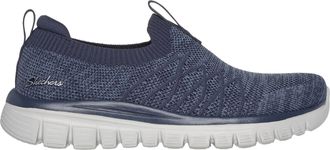 Skechers Womens Graceful Good Vibe Trainers in Navy - Sports Mesh Shoes with Wide D/E Fit - Ladies Stretchy Athletic Footwear - Size UK 6 / EU 39