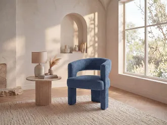 Vente-Unique Poltrona in Tessuto testurizzato Blu - FONTANOVA
