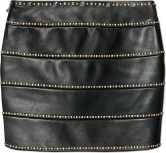 Versace Leren Rok Met Noppen - Dames - Leren & Su&egrave;de rokken - Zwart - S - Leer - Rokken