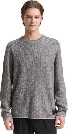 Tom Tailor Denim Strickpullover TOM TAILOR DENIM, Herren, Gr. XL, grau wei&szlig; mouline, Strick, Obermaterial: 100% Polyacryl, unifarben, regular fit normal, Rundhals, Pul