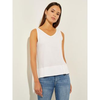 Misook V-Neck Soft Knit Tank Top in White at Nordstrom, Size X-Large