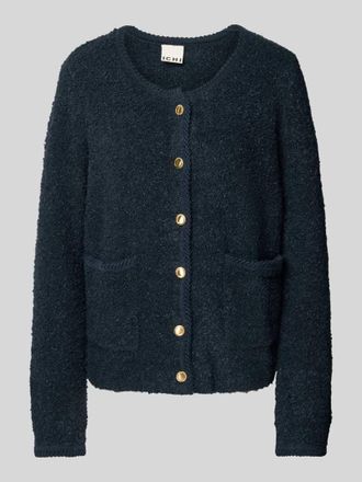 Ichi Regular Fit Strickjacke mit Woll-Anteil Modell VALMAI in Marine, Gr&ouml;&szlig;e S