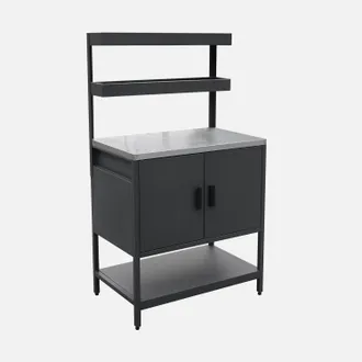 Sweeek Cucina Da Esterno Modulare In Acciaio Con 2 Ripiani Sospesi E 2 Ante, 80cm