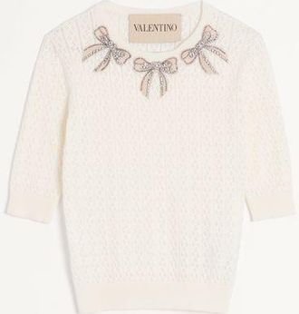 Valentino Top In Cotone Ricamato Donna AVORIO XL