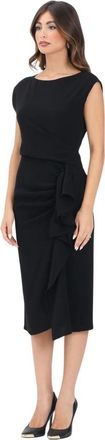 Max Mara Elegante Zwarte Midi Jurk - Dames - Casual kleedjes - Zwart - L - Kleedjes