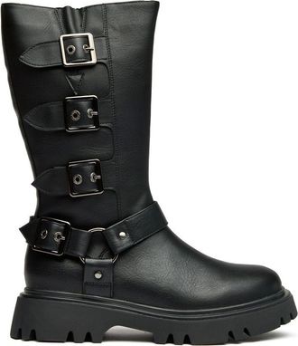 V.Gan Womens Vegan Cosmic Biker Boots - Black - Size UK 9