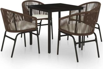 vidaXL Juego De Comedor De Jard&iacute;n 5 Piezas Con Cojines Marr&oacute;n Vidaxl